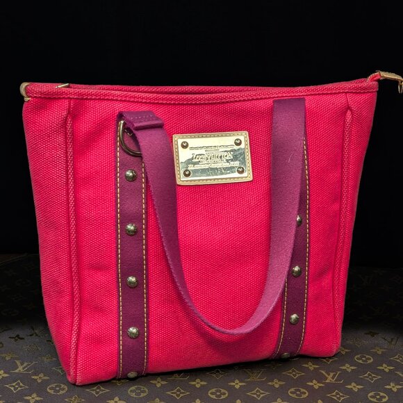 LOUIS VUITTON Cabas Antigua MM Red Purple Tote - Picture 15 of 15